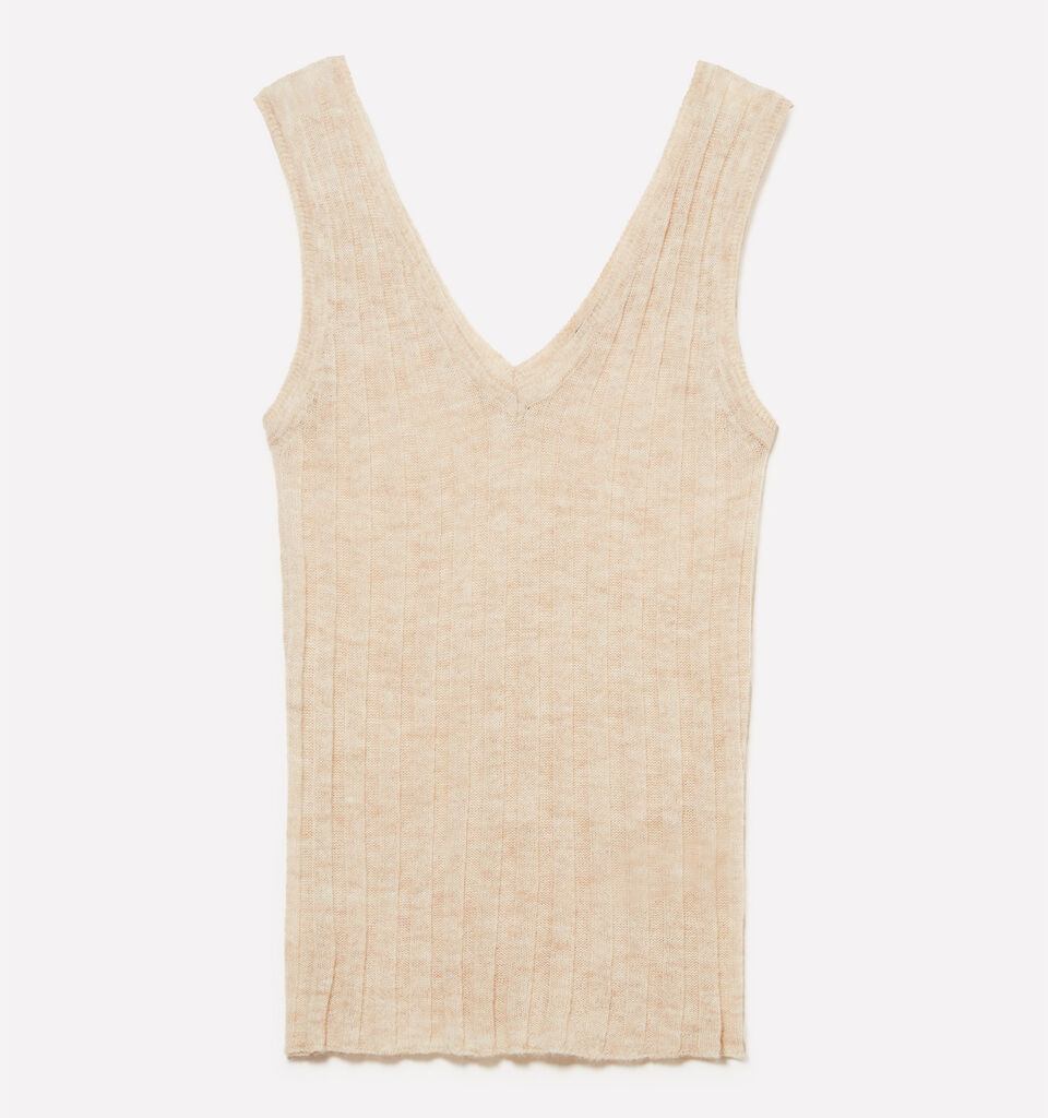 Cream white knit tank top - women's tops - Creamy White | Sisley image number 5